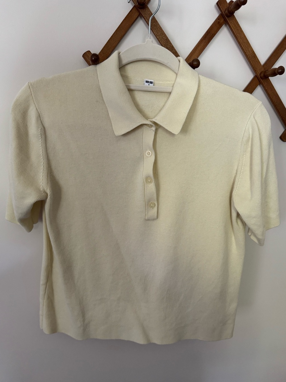 Uniqlo Butter Yellow Polo Short Sleeve Sweater